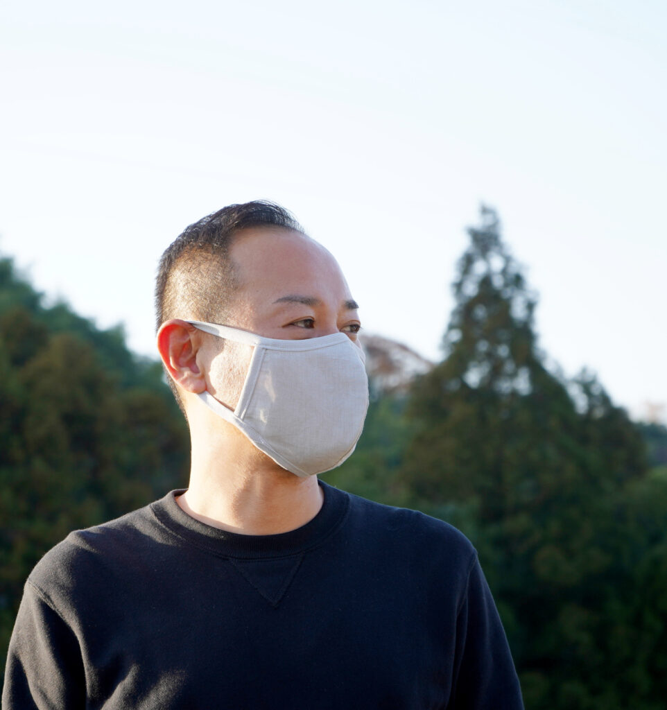 ペタル布マスクLサイズ男性着用画像