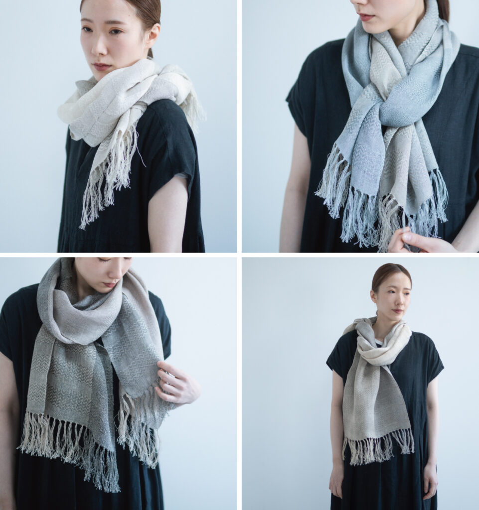 KAWARI リネンストール 着用4つのアレンジ画像