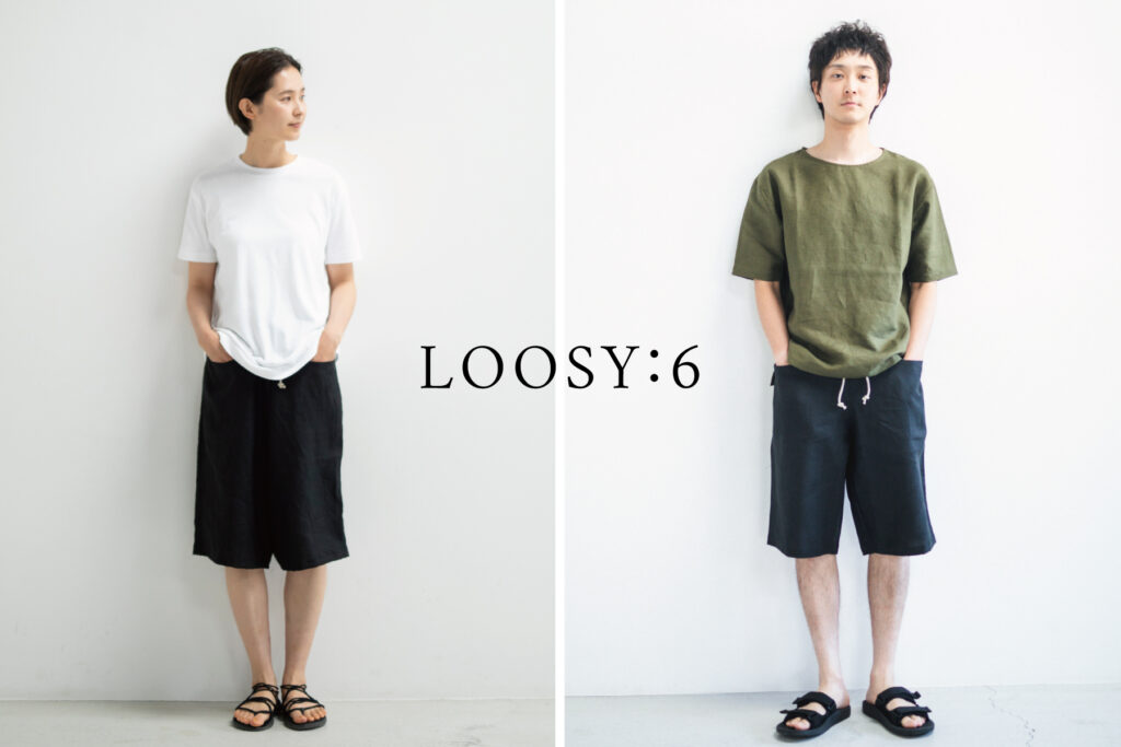 loosy8 六分丈パンツカーキ色 着用画像