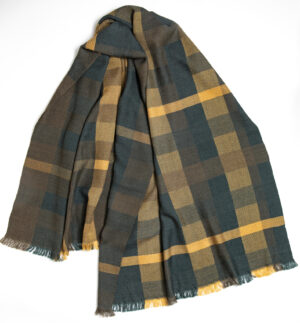 AYA ウールショール モザイクパネル オリーブ 商品単体写真