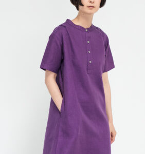 ワンピース LOOSY:ONE パープル 女性着用画像 前面全身画像