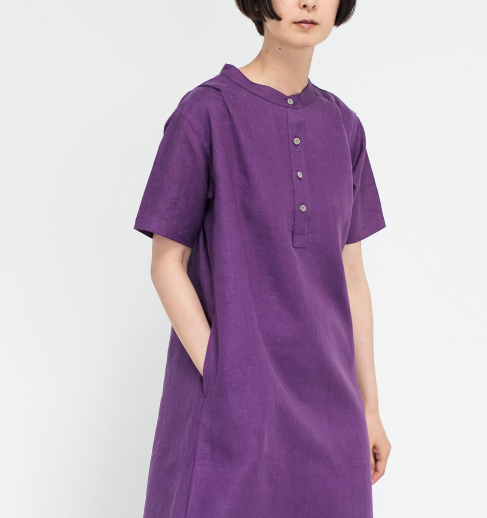 ワンピース LOOSY:ONE パープル 女性着用画像 前面全身画像