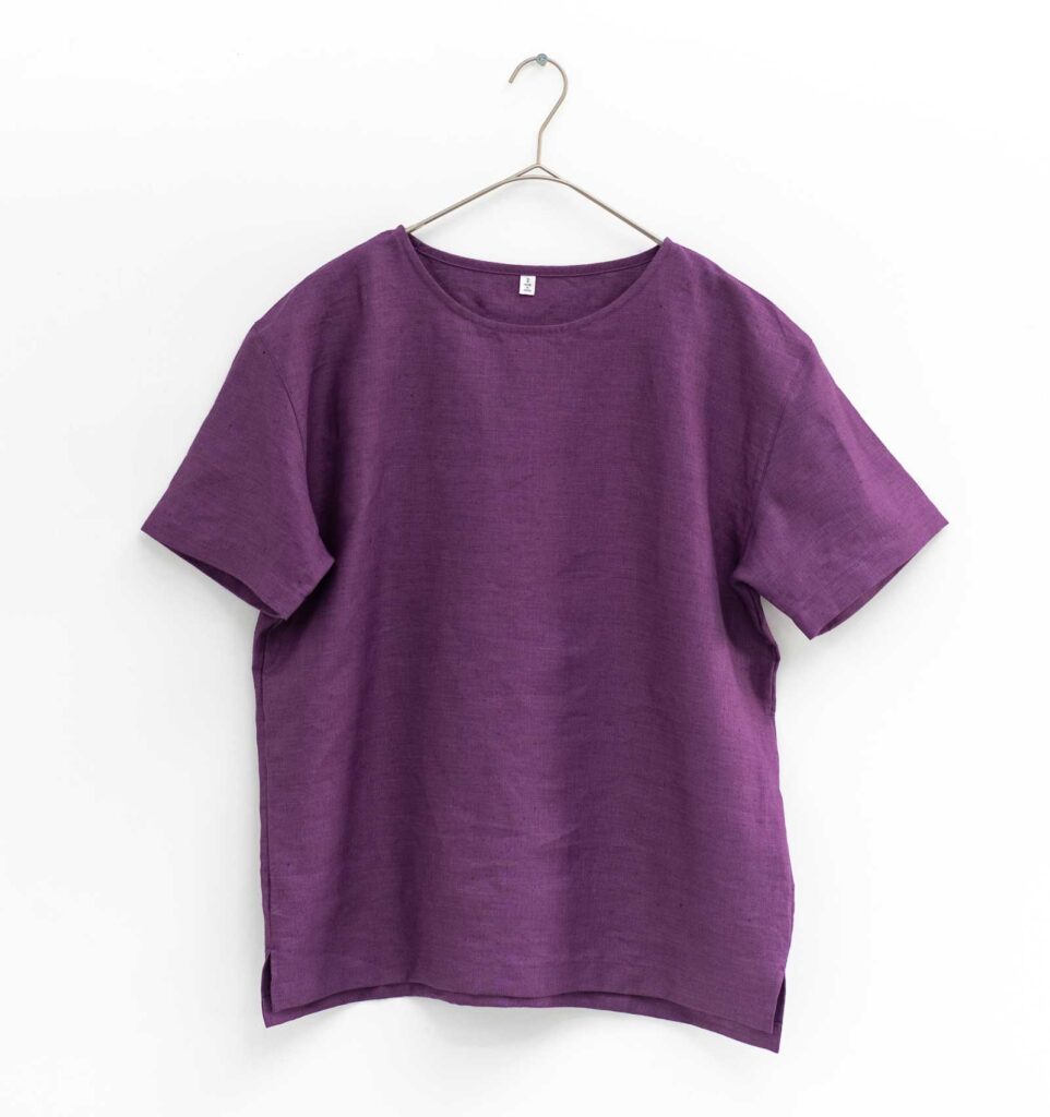 LOOSY:T2 リネン100%Tシャツ パープル画像