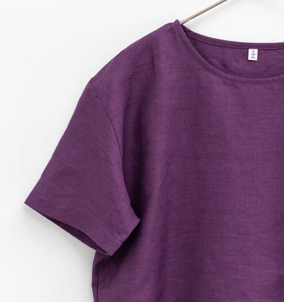 LOOSY:T2 リネン100%Tシャツ パープル画像