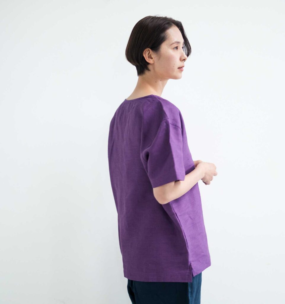 LOOSY:T2 リネン100%Tシャツ パープル画像