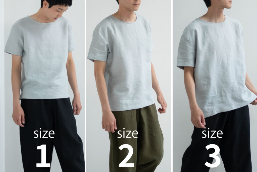 LOOSY:T2 リネン100%Tシャツサイズ比較画像