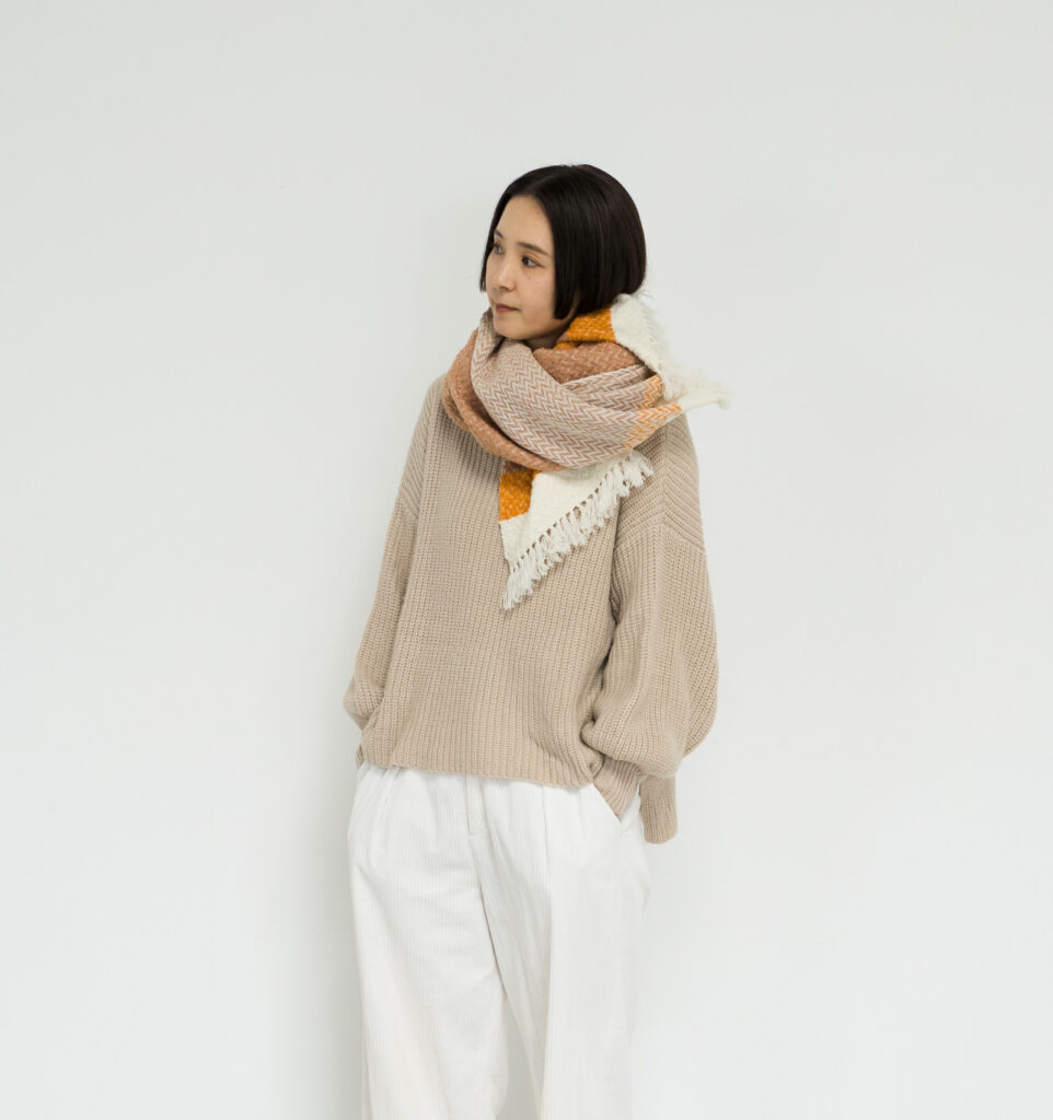 ウールコットンブランケットショール　ヘリンボーン　KAWARIシリーズ　商品画像